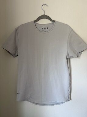 BYLT Basics Short Sleeve Drop Cut S/S LUX T-Shirt in Light Gray with SPARKLE